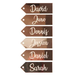 Personalised Mirror Acrylic Etched Name Tags - Set of 6 Christmas Table Decor|