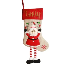 Personalised Mrs Claus Christmas Stocking with Dangly Legs Personalised Stockings|