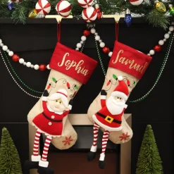 Personalised Mrs Claus Christmas Stocking with Dangly Legs Personalised Stockings|
