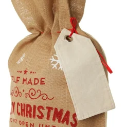Personalised Natural Linen Santa Sack Tag Personalised Santa Sacks|