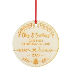 Personalised Our First Christmas New Home Etched Decoration Personalised Decorations|
