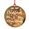 Personalised Our First Christmas as Mr and Mrs Etched Christmas Decoration Personalised Decorations|