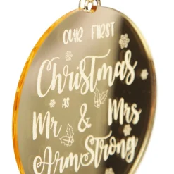 Personalised Our First Christmas as Mr and Mrs Etched Christmas Decoration Personalised Decorations|