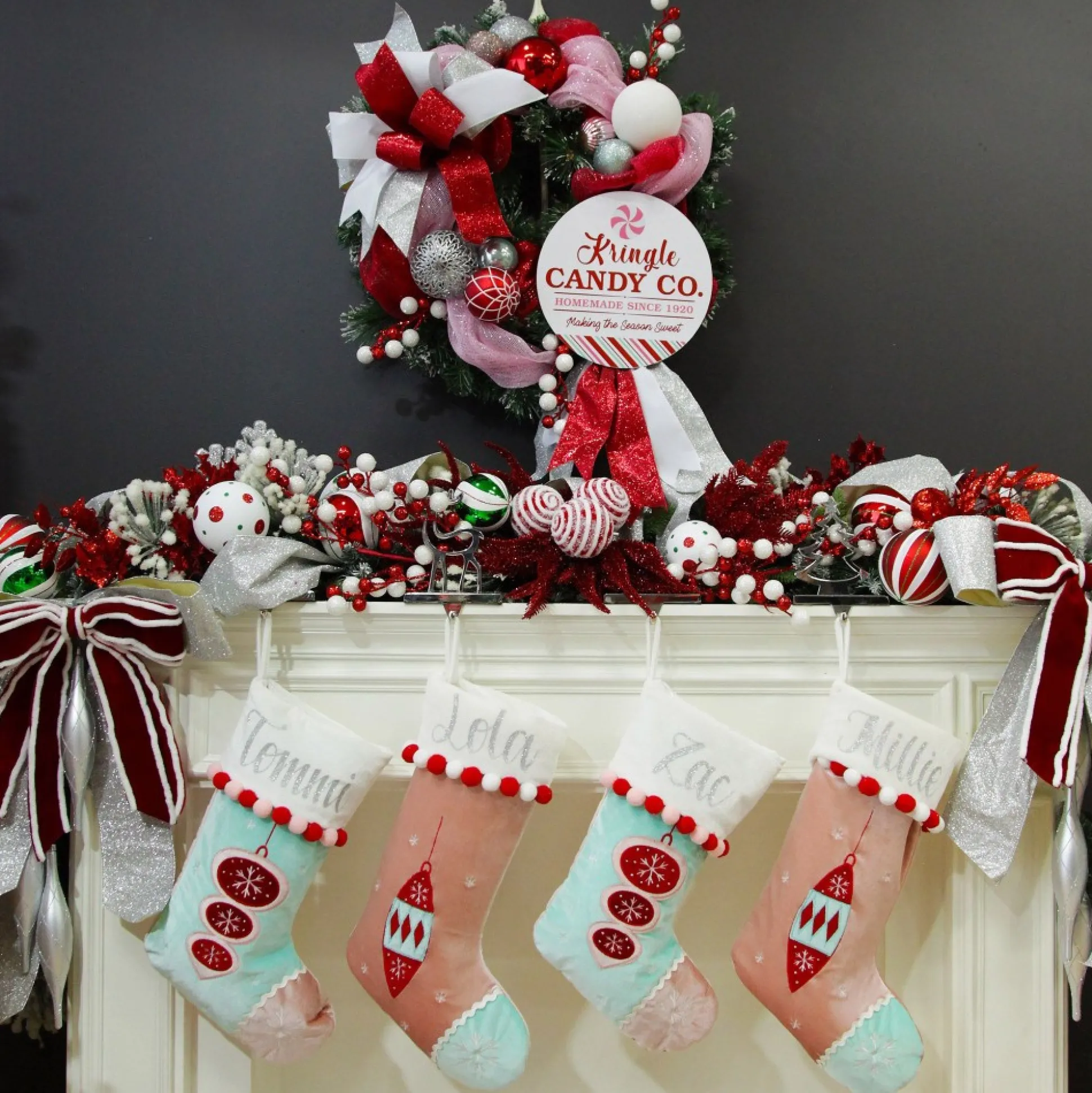 Personalised Peppermint Finial Christmas Stocking Personalised Stockings|
