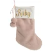 Personalised Pink Fur Christmas Stocking with Pom Poms Personalised Stockings|
