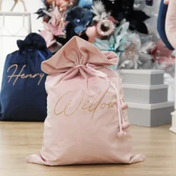 Personalised Pink Velvet Santa Sack Personalised Santa Sacks|