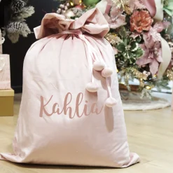 Personalised Pink Velvet Santa Sack Personalised Santa Sacks|