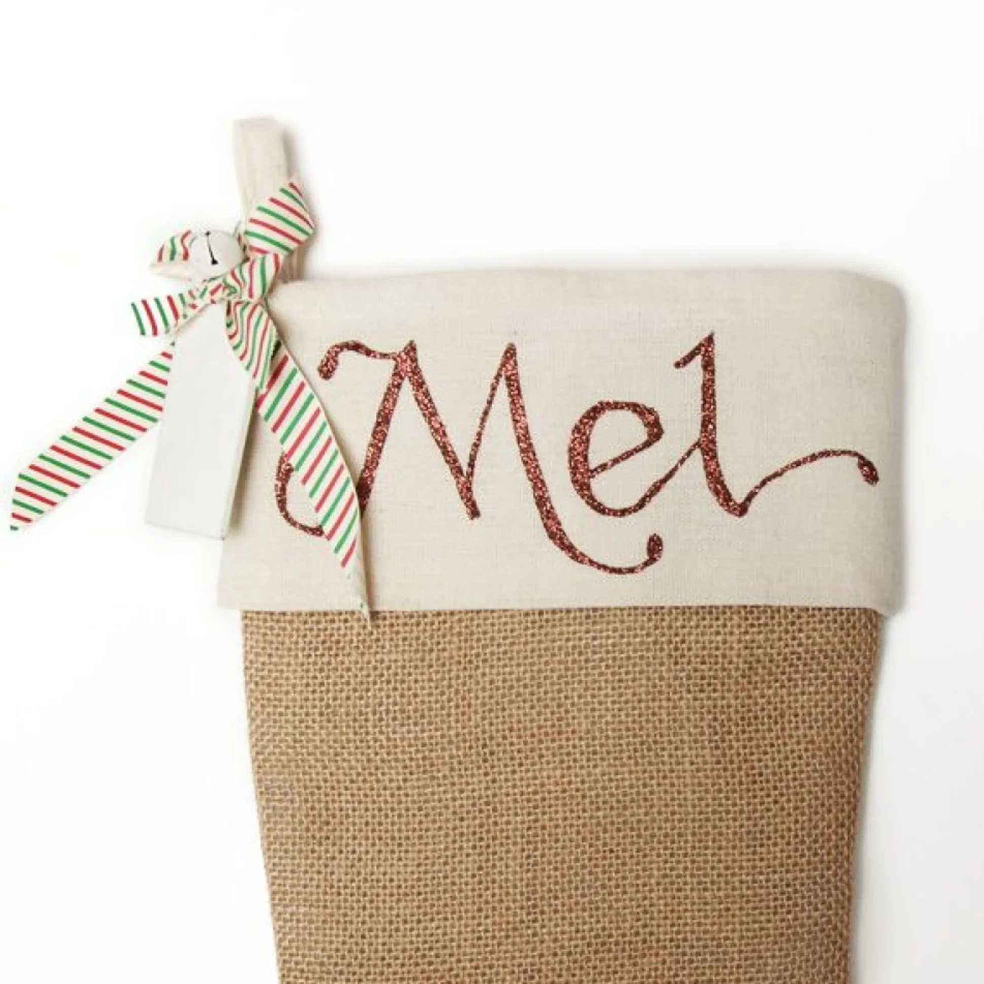 Personalised Plain Burlap Christmas Stocking Personalised Stockings|