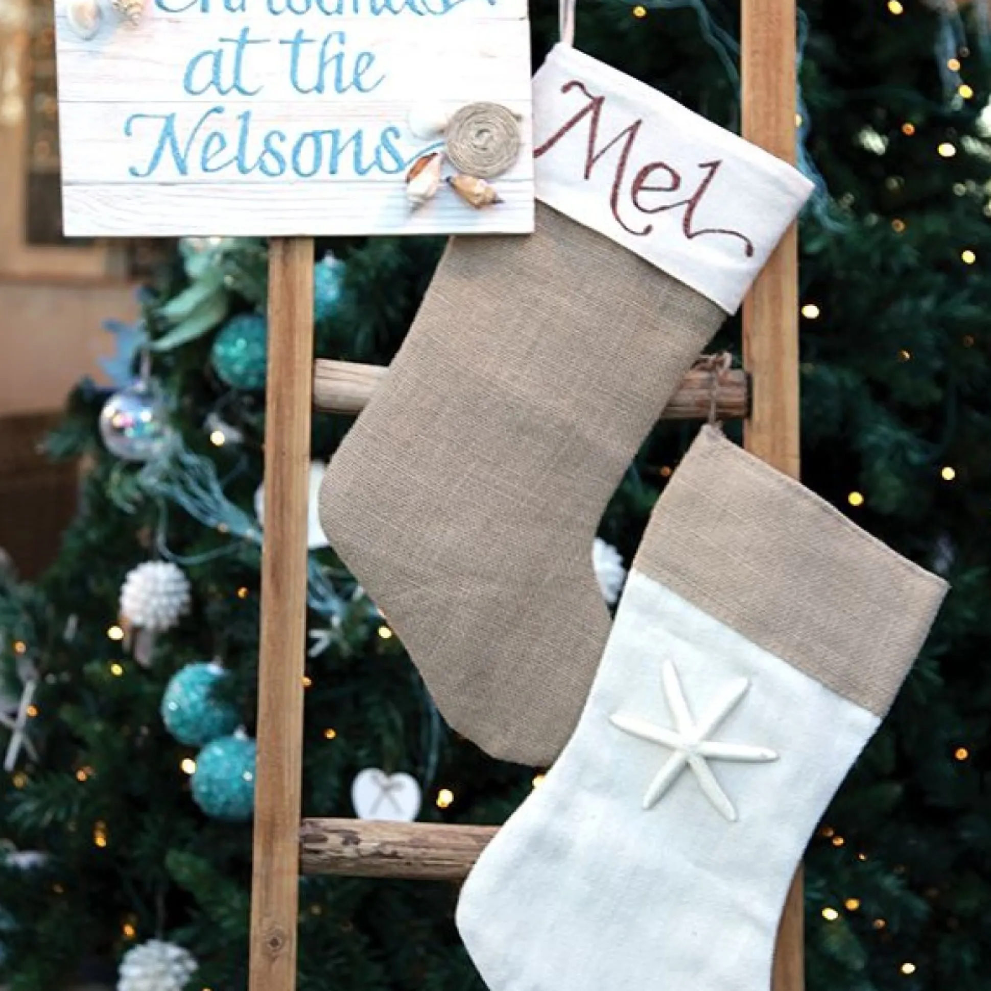 Personalised Plain Burlap Christmas Stocking Personalised Stockings|
