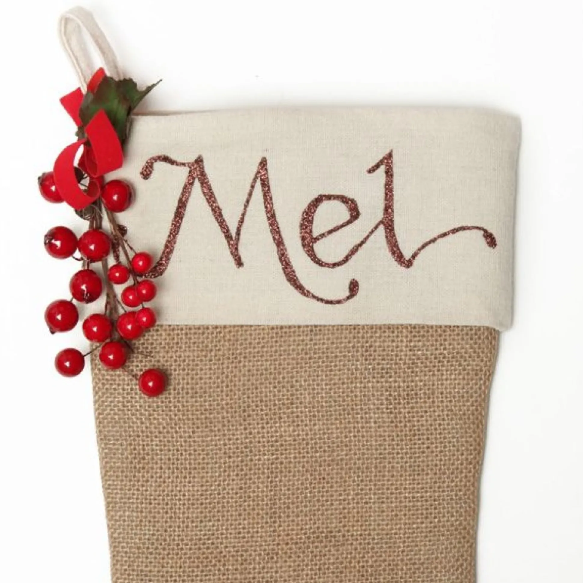 Personalised Plain Burlap Christmas Stocking Personalised Stockings|