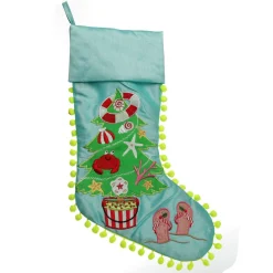 Personalised Pom Pom Beach Tree Christmas Stocking Personalised Stockings|