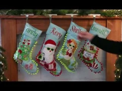 Personalised Pom Pom Beach Tree Christmas Stocking Personalised Stockings|