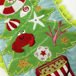 Personalised Pom Pom Beach Tree Christmas Stocking Personalised Stockings|