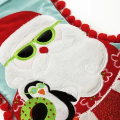 Personalised Pom Pom Beach Santa Christmas Stocking Personalised Stockings|