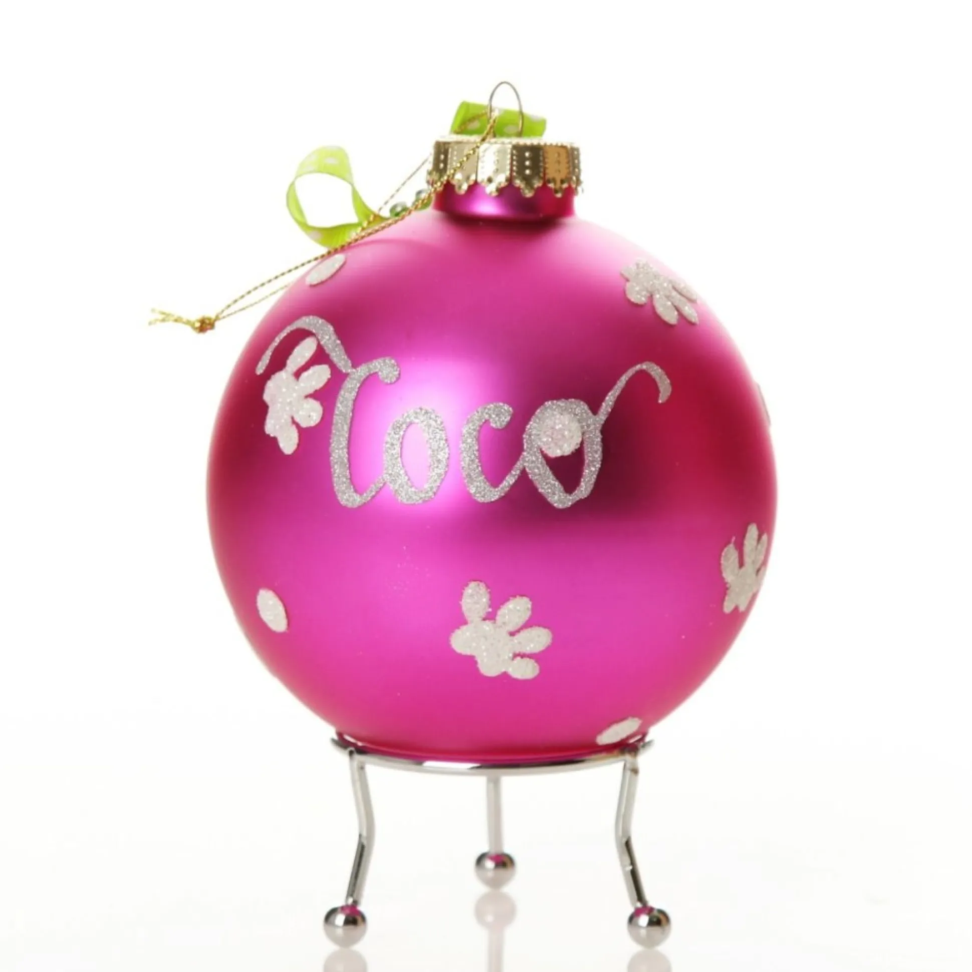 Personalised Poodle Dog Hot Pink Christmas Bauble Hand Painted Baubles|