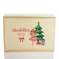 Personalised Printed Wooden Christmas Eve Box - Ballerina Babys First Christmas|