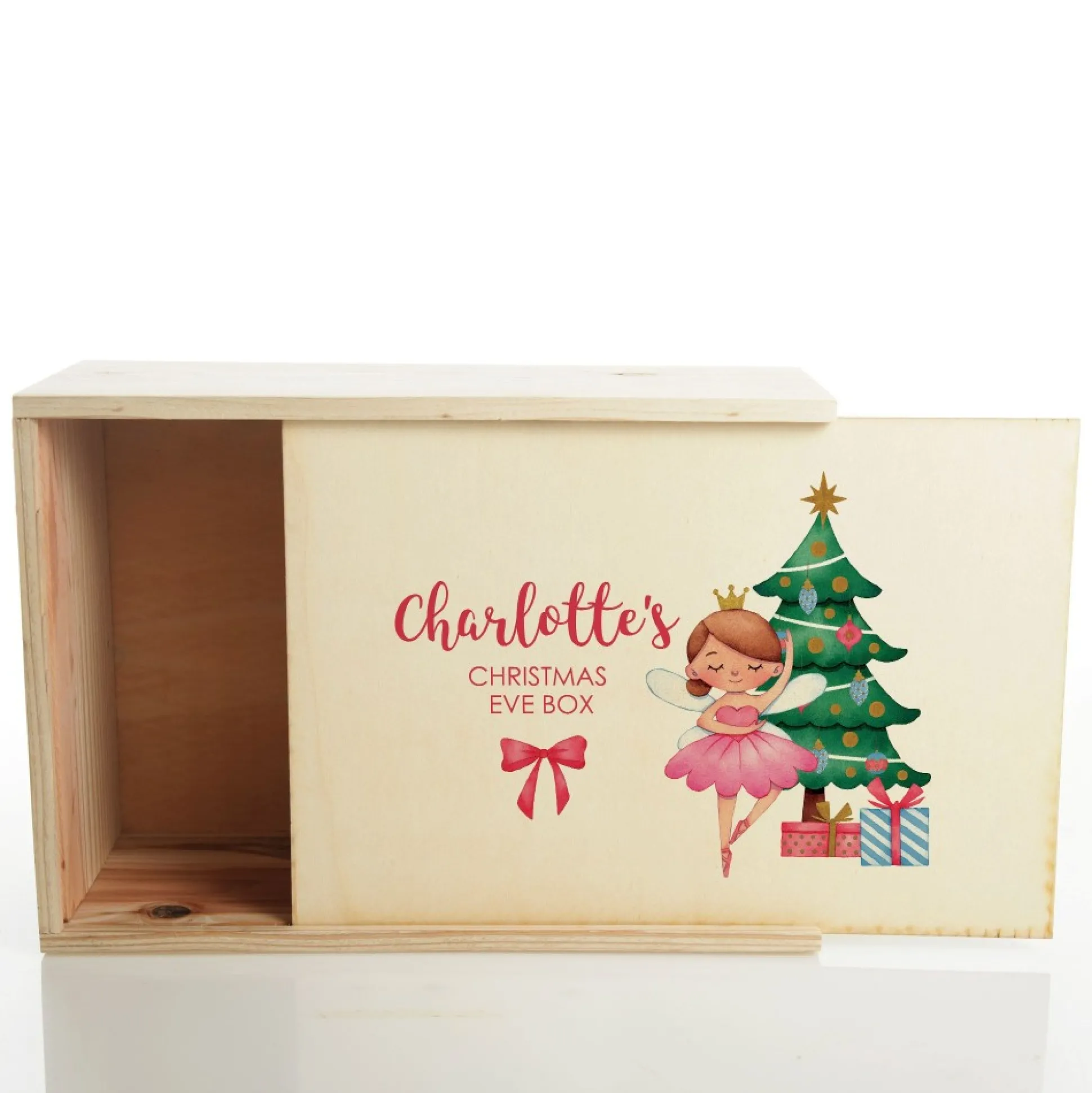 Personalised Printed Wooden Christmas Eve Box - Ballerina Babys First Christmas|