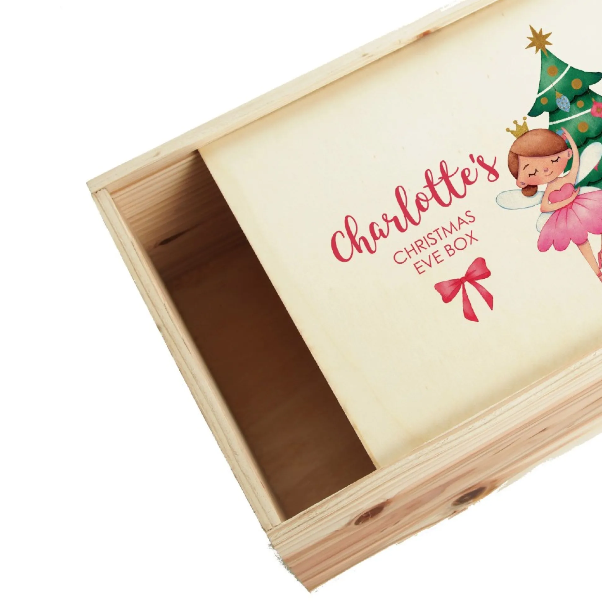 Personalised Printed Wooden Christmas Eve Box - Ballerina Babys First Christmas|