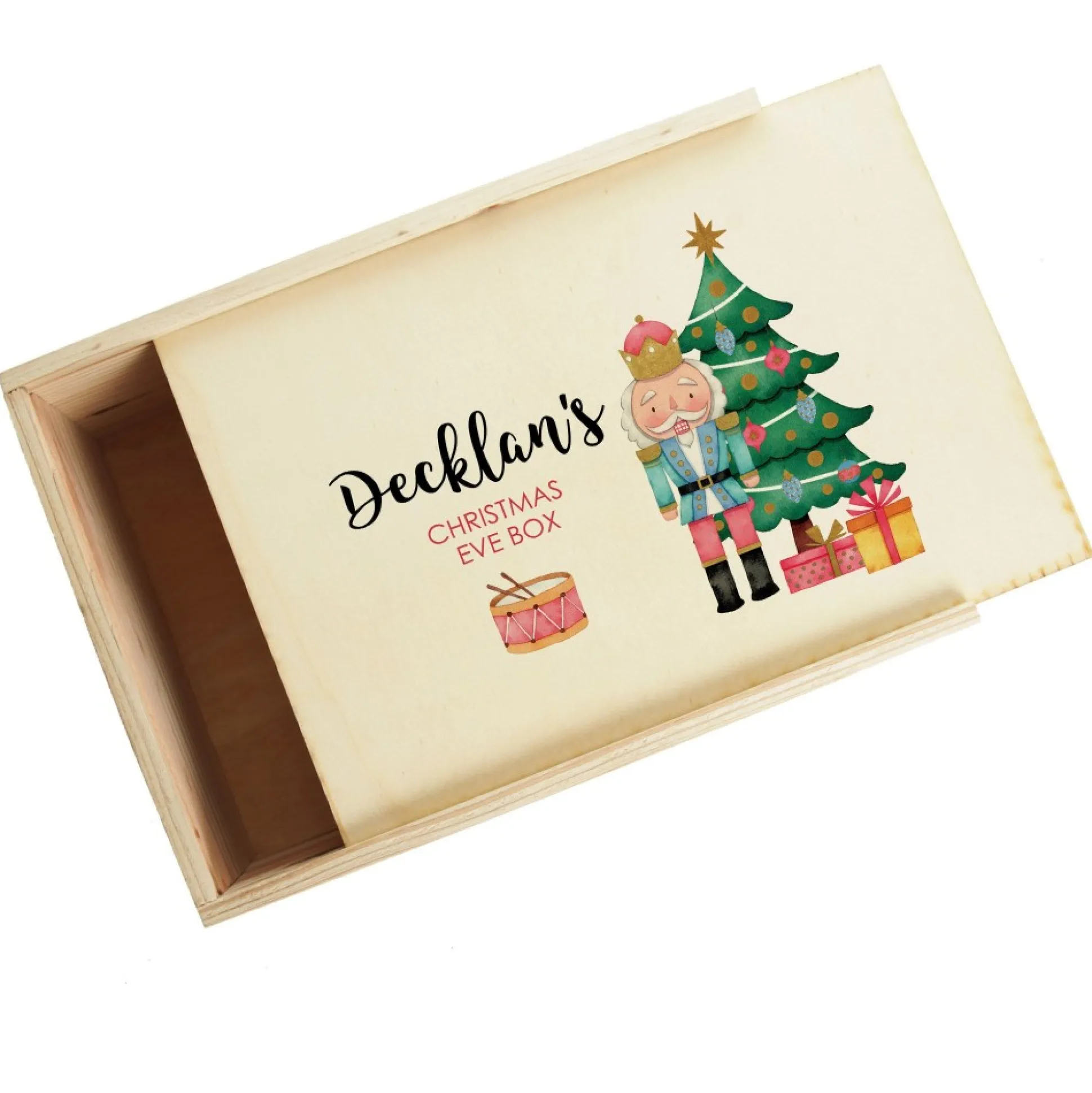 Personalised Printed Wooden Christmas Eve Box - Nutcracker Babys First Christmas|