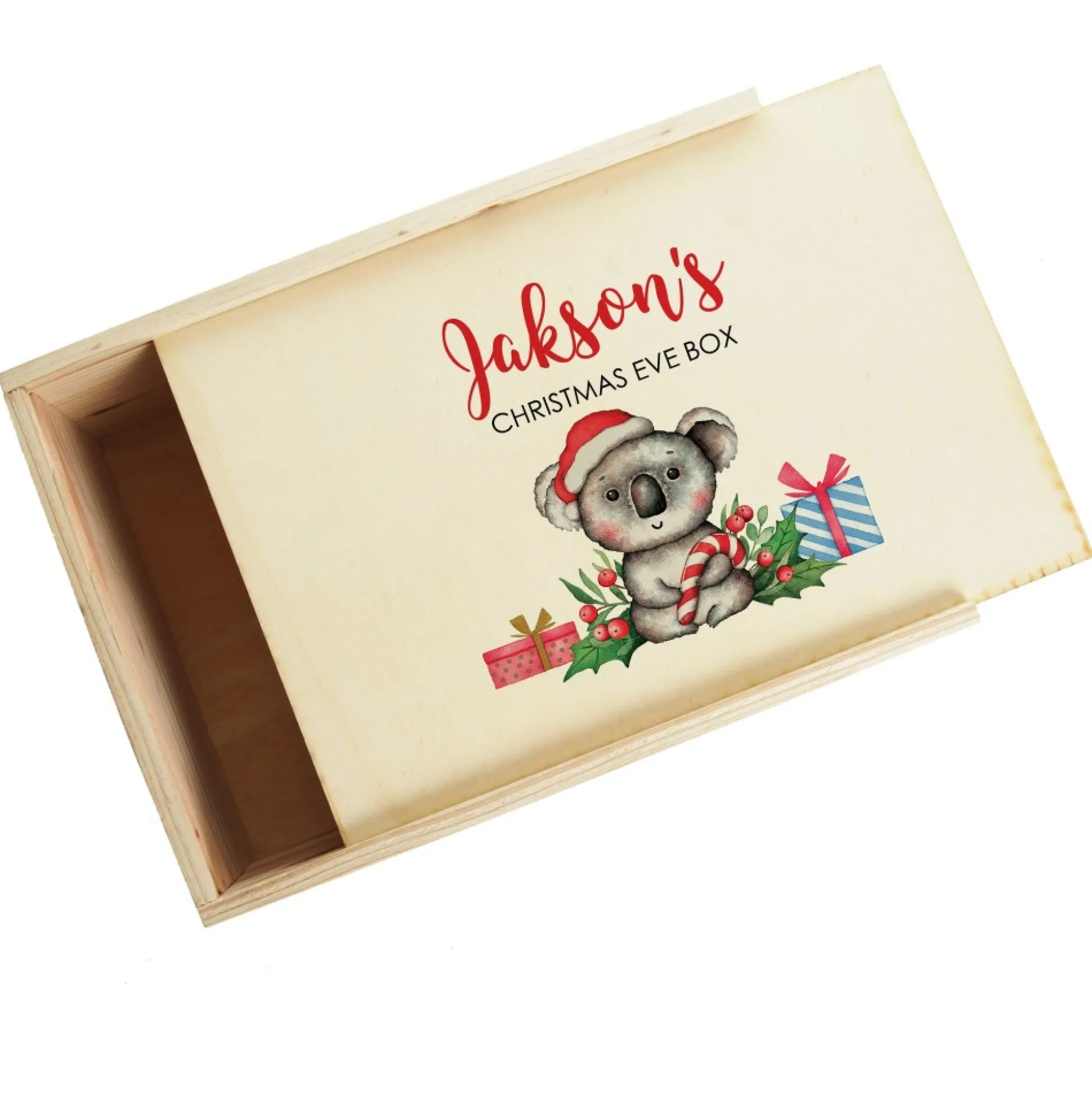 Personalised Printed Wooden Christmas Eve Box - Koala Babys First Christmas|