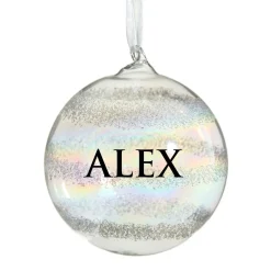 Personalised Rainbow Glass Christmas Bauble Personalised Baubles|