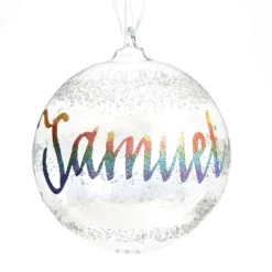 Personalised Rainbow Glass Christmas Bauble Personalised Baubles|
