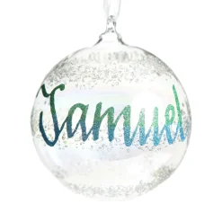 Personalised Rainbow Glass Christmas Bauble Personalised Baubles|