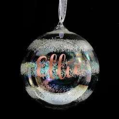 Personalised Rainbow Glass Christmas Bauble Personalised Baubles|