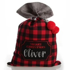 Personalised Red and Black Buffalo Check Christmas Santa Sack Personalised Santa Sacks|