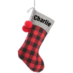 Personalised Red and Black Buffalo Check Christmas Stocking Personalised Stockings|
