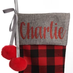 Personalised Red and Black Buffalo Check Christmas Stocking Personalised Stockings|