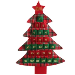 Personalised Red and Green Tree Advent Calendar Wall Hangings And Signs|
