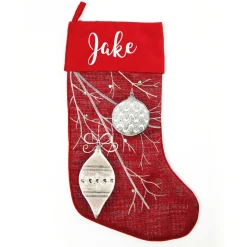 Personalised Red Bauble Christmas Stocking Personalised Stockings|