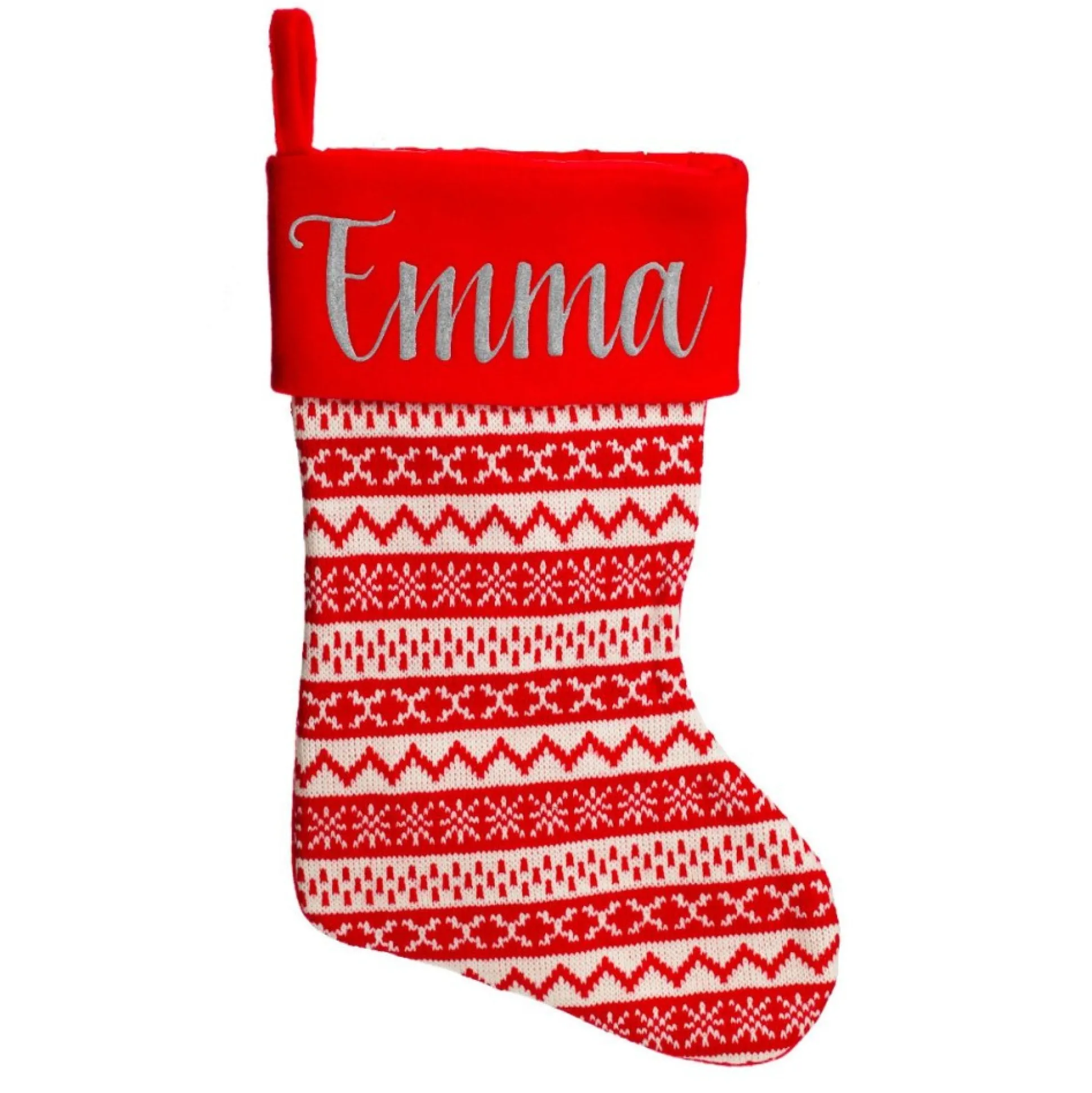 Personalised Red Knitted Christmas Stocking Personalised Stockings|