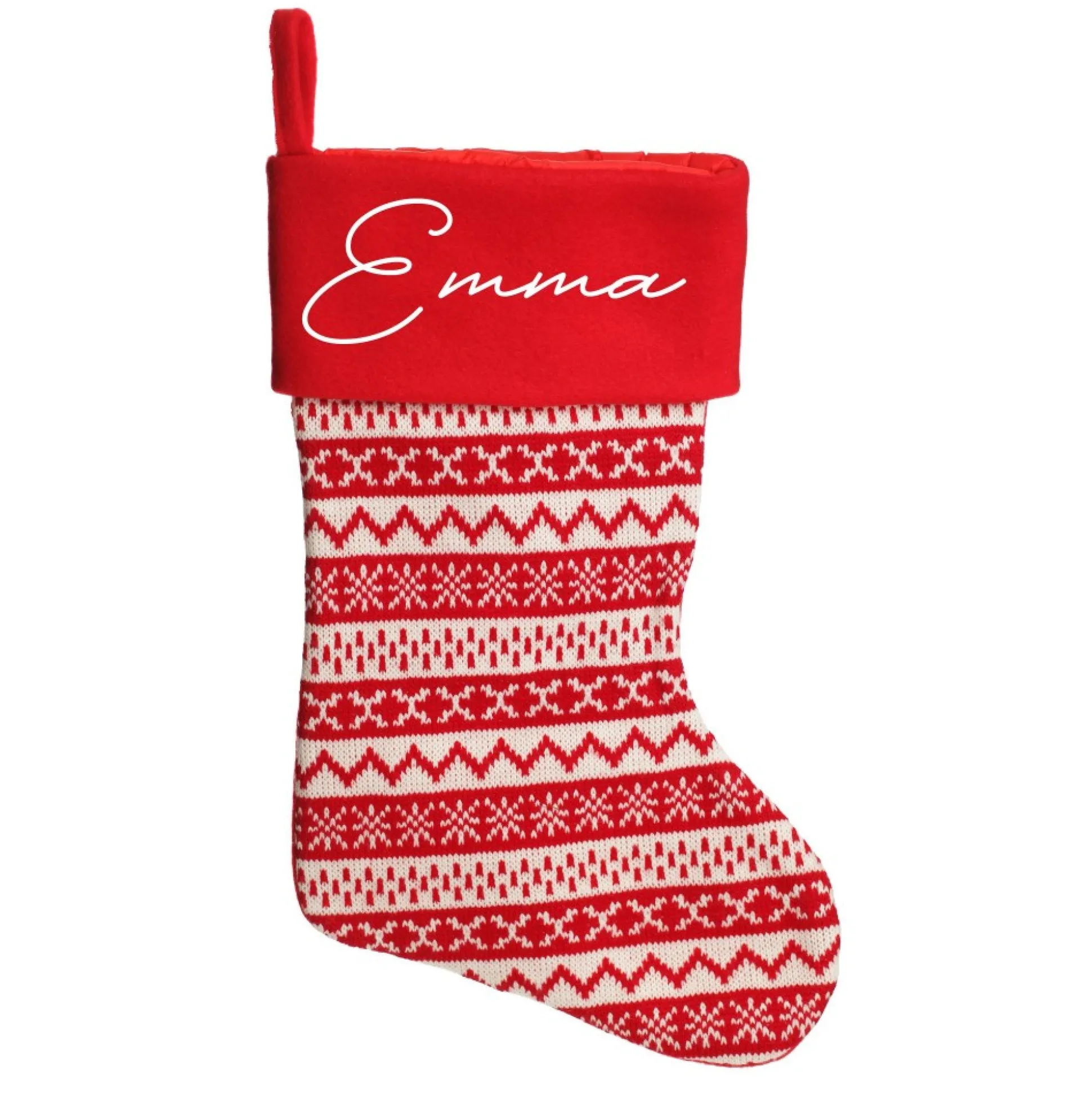 Personalised Red Knitted Christmas Stocking Personalised Stockings|