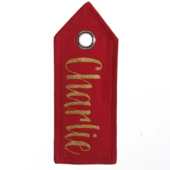Personalised Red Linen Santa Sack Tag Personalised Santa Sacks|