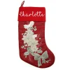 Personalised Red Poinsettia Christmas Stocking Personalised Stockings|