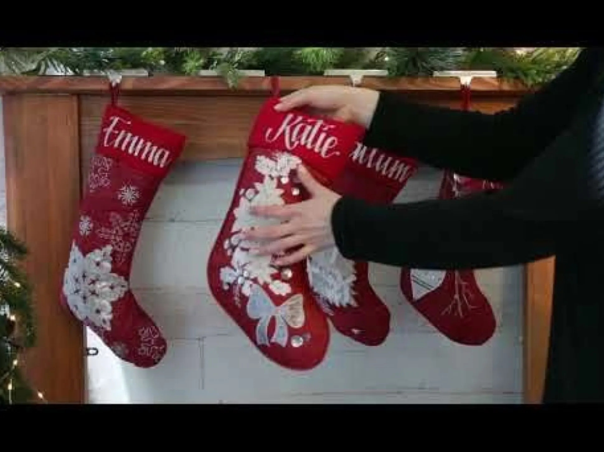Personalised Red Poinsettia Christmas Stocking Personalised Stockings|