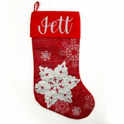 Personalised Red Snowflake Christmas Stocking Personalised Stockings|