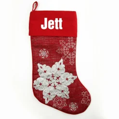 Personalised Red Snowflake Christmas Stocking Personalised Stockings|
