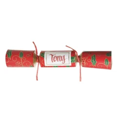 Personalised Red Swirling Holly Bon Bon - Single Christmas Bon Bons|