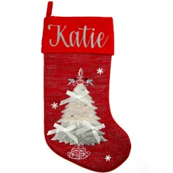 Personalised Red Tree Christmas Stocking Personalised Stockings|