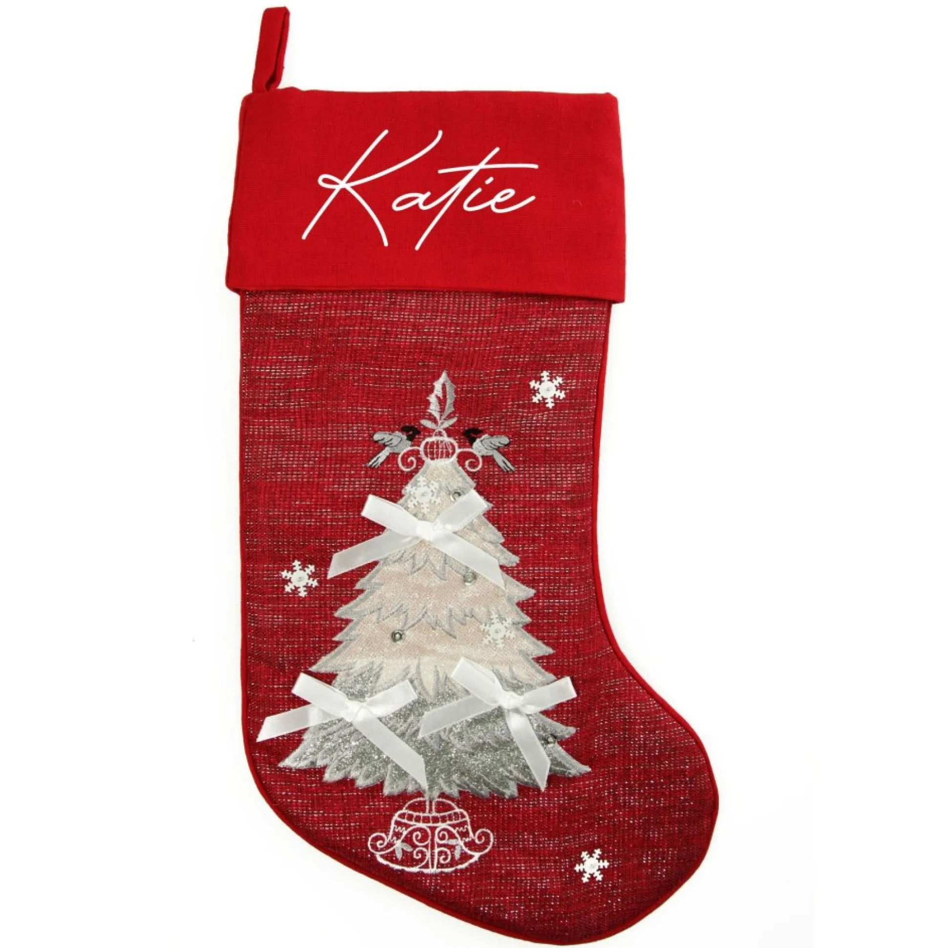 Personalised Red Tree Christmas Stocking Personalised Stockings|