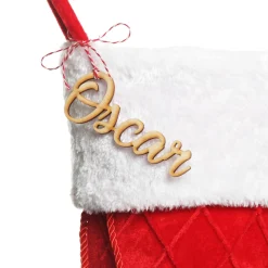 Personalised Red Velvet Quilted Christmas Stocking with Laser Cut Name Personalised Stockings|
