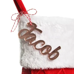 Personalised Red Velvet Quilted Christmas Stocking with Laser Cut Name Personalised Stockings|