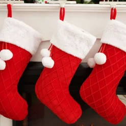 Personalised Red Velvet Quilted Christmas Stocking with Laser Cut Name Personalised Stockings|