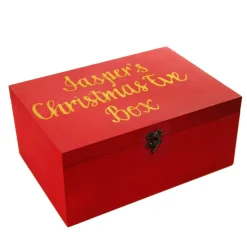 Personalised Red Wooden Christmas Eve Keepsake Box Gift Wrap, Boxes, Bags & Tags|