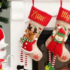 Personalised Reindeer Christmas Stocking with Dangly Legs Personalised Stockings|