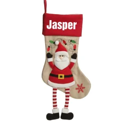 Personalised Santa Christmas Stocking with Dangly Legs Personalised Stockings|