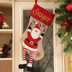 Personalised Santa Christmas Stocking with Dangly Legs Personalised Stockings|